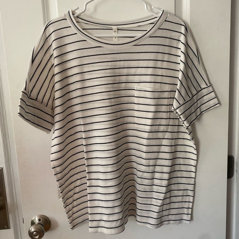 mts Black and White Striped Top